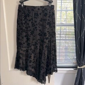 COPY - SHEIN Elegant lace Black Floral Skirt with tan under layer, size M
